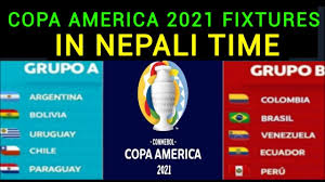 En la copa sudamericana se dividirá a 12 selecciones (10 de la conmebol, 2 de otras confederaciones) en 2 grupos de 6 equipos. Copa America 2021 Fixture In Nepali Time Copa 2021 Schedule Nepal Time Time Brazil Vs Venezuela Youtube