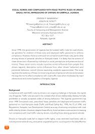 .system and regulations in malaysia automotive engineering division road transport department of malaysia. Pdf Social Norms And Compliance With Road Traffic Rules In Urban Areas Initial Impressions Of Drivers In Kampala Uganda