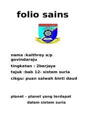 Ekosistem terima kasih kpd cikgu norazila khalid. Folio Sains Sistem Suria Docx Folio Sains Nama Kaithrey A P Govindaraju Tingkatan 2berjaya Tajuk Bab 12 Sistem Suria Cikgu Puan Salwah Binti Daud Course Hero