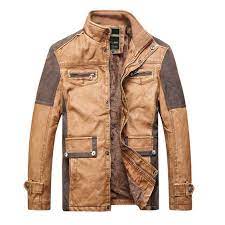 Stand Collar Stitching Leather Motorcycle Jacket Best Leather Jackets Mens Sweatshirts Stand Collar Shirt