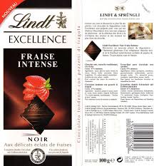 Tablette De Chocolat Noir Gourmand Lindt Excellence Fraise Intense Noir
