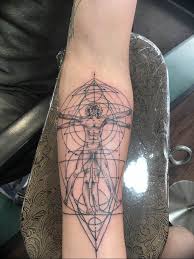 Leonardo da vinci's drawing vitruvian man (l'uomo vitruviano). Photo Tattoo Vitruvian Man 22 02 2019 004 Idea For Drawing Vitruvian Man Tattoovalue Net Tattoovalue Net