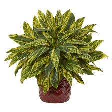 Nearly Natural Tradescantia Artificial Plant In Red Vase Faux Plants Artificial Foliage Small Artificial Plants