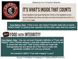 Chipotle — ingredients list & options. Food Babe Investigates Chipotle Vs Moe S