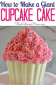 Giant Cupcake Cake Sprinkle Surprise This Delicious House Recipe Giant Cupcake Cakes Giant Cupcakes Cupcake Cakes