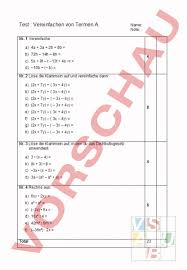 Arbeitsblatt Test Terme Vereinfachen Mathematik Anderes Thema