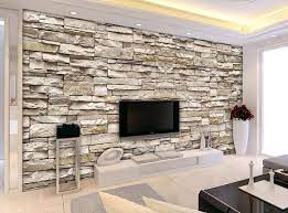 Feature 3d Fake Wall Stone Effect Wallpaper Decorating Ideas Modernity Decor Stone Walls Interior Stone Wall Interior Design Interior Wall Design