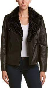 Badgley Mischka Marianne Pebbled Leather Moto Jacket Jackets Clothes Leather Moto Jacket