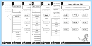 The day is split into: Using Am And Pm Differentiated Worksheets