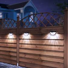 Solar fence lights are essentially types of lamps that help to illuminate the fence or parts of it such as the lower ground, posts, and its surroundings. Solar Lights Outdoor Solar Fence Lights Semi Circle Wall Mount Decorative Deck Lighting 4pack Black Walmart Canada