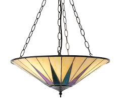 Glimmering crystals in round shapes dangle from this light, which is grounded with sleek, shiny silver. Interiors 1900 Dark Star Large Inverted 3 Light Tiffany Ceiling Pendant 70754 From Easy Lighting