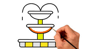 Fountain Easily Drawing And Colouring How To Draw A Water Fountain Step By Step For Kids Tutorial Youtube