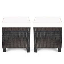 I thought i was purchasing a basket for my table to hold napkins; Costway 2pcs Patio Rattan Ottoman Cushioned Seat Coffee Table Furniture Beige Best Buy Canada