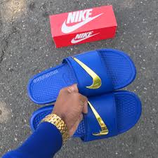 Black And Gold Nike Slides Footwear Skylife Boutique Nike Benassi Nike Slippers Nike Slides