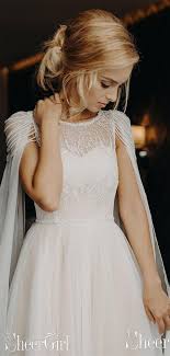 A Line Beaded Chiffon Boho Wedding Dresses With Cape Sleeves Awd1345 Cape Wedding Dress Boho Bridal Dress Bridal Dresses