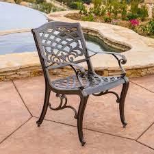 Noble House Sarasota Bronze Aluminum Outdoor Dining Chair Set Of 2 2481 Patio Dining Chairs Outdoor Dining Set Outdoor Dining Chairs