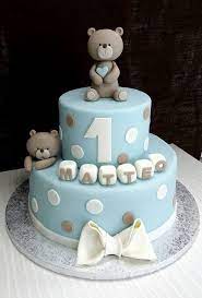 Teddy Bear Baptism Cake Taufe Kuchen Kuchen Baby Geburtstag Torte 1 Geburtstag