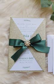 Emerald Green Wedding Invitation Gold Glitter And Forest Green Invitation Jade Green Invitation In 2020 Gold Wedding Invitations Garden Theme Wedding Green Gold Weddings