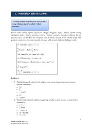 Soal aljabar ini terdiri dari 25 butir soal pilihan ganda. Doc Materi Aljabar Kelas Vii Smp Matematika Academia Edu