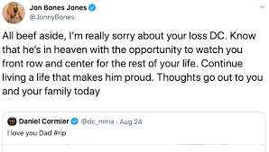 An extract from jon jones' twitter beef with former fighter and coach tyson griffin. Bleacher Report On Twitter Jon Jones Puts Rivalry With Daniel Cormier Aside To Offer His Condolences