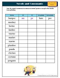 worksheet vowels and consonants use the vowel consonant