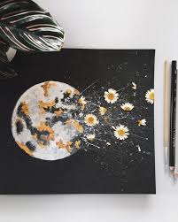 Embellished Print Dark Night Outburst Moon Etsy In 2021 Pressed Flower Art Watercolor Moon Flower Art Painting I decided to share my painting process with u, i hope u like it! pressed flower art watercolor moon