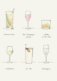Drinks Weekend Moscow Mule Rose Champagne Whiskey On The Rocks Ice Cubes Drinks Weekend Mosco In 2020 Cocktail Illustration Gin Fizz Wedding Illustration