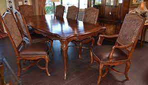 Pair vintage henredon faux goatskin pan asian campaign dining room arm chairs. Henredon Dining Room Table Off 72