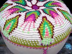 Yoga Kissen Meditationskissen Boden Sitzkissen Cushion Pouf Handarbeit Tapestry Crochet Leder Boden Hakel Kunst 28cm Dengan Gambar