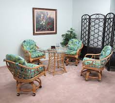 Amazon Com Honey Newton Rattan Caster Chair And Table 5 Piece Dining Set Assembled In Usa Home Amp Kitchen Caster Chairs 5 Piece Dining Set Chair