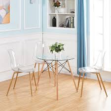 Green Forest Acrylic Dining Side Chairs Transparent Clear Seat With Strong Metal Legs Set Of 4 White Round Dining Table Retro Dining Table Round Dining Table