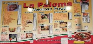 La Paloma Cafe Menu In Blythe California Usa