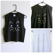 custom cat shirt muscle tee grunge clothing crop top or