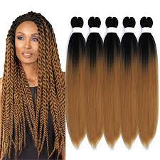 Ombre Brown Pre Stretched Braiding Hair Braided Hairstyles Twist Box Braids Jumbo Braiding Hair