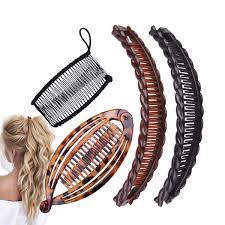 This set of 6 thick banana hair clips can be worn for evening, formal, or everyday wear for any occasion: Amazon Com Aaiffey 4pcs Banana Hair Clips Vintage Clincher Combs Tool For Thick Curly Hair Accessories Fish Shape Ponytail Holer Claws Grips Clamp Clip Claws Set For Women Beauty