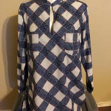 xs 12 14 carmakoma blue plaid shirt dress