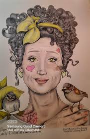 Birdwatching-Crayola book Prisma, crayola pencils and Gellyroll white.