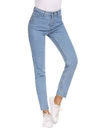 Women S High Waisted Mom Jeans Boyfriend Straight Leg Denim Pants Light Blue Cw188oz2lk3 Straight Leg Denim High Waisted Mom Jeans Women Denim Jeans