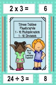 Multiplication And Division Flashcards For Times Tables 1 12 Each Set Contains A B W Version Of T Flashcards Multiplication And Division Thematic Teaching