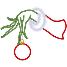 Green Monster A1 Christmas Hand Applique 6x10 Grinch Christmas Decorations Grinch Hands Grinch Coloring Pages