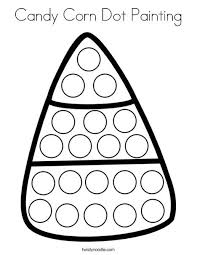 The most common form of candy corn is tricolor and roughly triangular with one tip white, a middle wide stripe of orange and a base of yellow, mimicking a kernel of corn. Candy Corn Dot Painting Coloring Page Twisty Noodle Halloween Preschool Candy Corn Crafts Halloween Coloring Pages