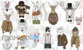 The photo manipulations in the series reveal the adorable animals' other side with the clothes they're wearing, plus each photo idea is accompanied by a detailed description of the animal. Drawings Of Hipster Animals With Clothes Art Wall Murals Wallpaper Dec Idecoroom