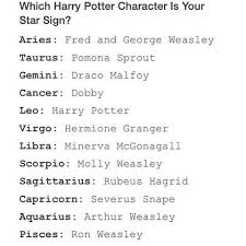 Which Harry Potter Character Is Your Star Sign Horoscope Horoscopes Aries Taurus Gemin Harry Potter Universal Harry Potter Characters Harry Potter Fan