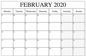 February 2020 Calendar Printable In 2020 Monthly Calendar Template December Calendar Calendar Printables