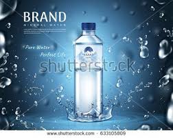 pure mineral water ad plastic bottle in the middle and flying water drop elements blue background 3d illustration pure minerals pure products bottle