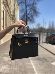 Hermes Authentic Kelly Vintage 32 Black Box Leather Bag Bags Womens Fashion For Work Women Handbags