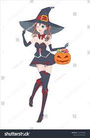 Anime Manga Girl Witch Costume Big Stock Vector (Royalty Free) 1120744004 |  Shutterstock