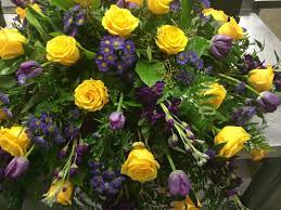 Maybe you would like to learn more about one of these? Yellow Purple Casket Spray Casket Sprays Memorial Flowers Funeral Floral