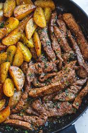 I put together a cookie sheet full of roasted root vegetables to go with the pork. Garlic Butter Steak And Potatoes Skillet Best Steak Recipe Eatwell101