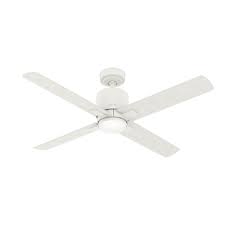 I'm staying with a light industrial look in black and gray. Hunter 53430 Matte White Visalia 52 4 Blade Indoor Outdoor Led Ceiling Fan With Remote Control Lightingdirect Com